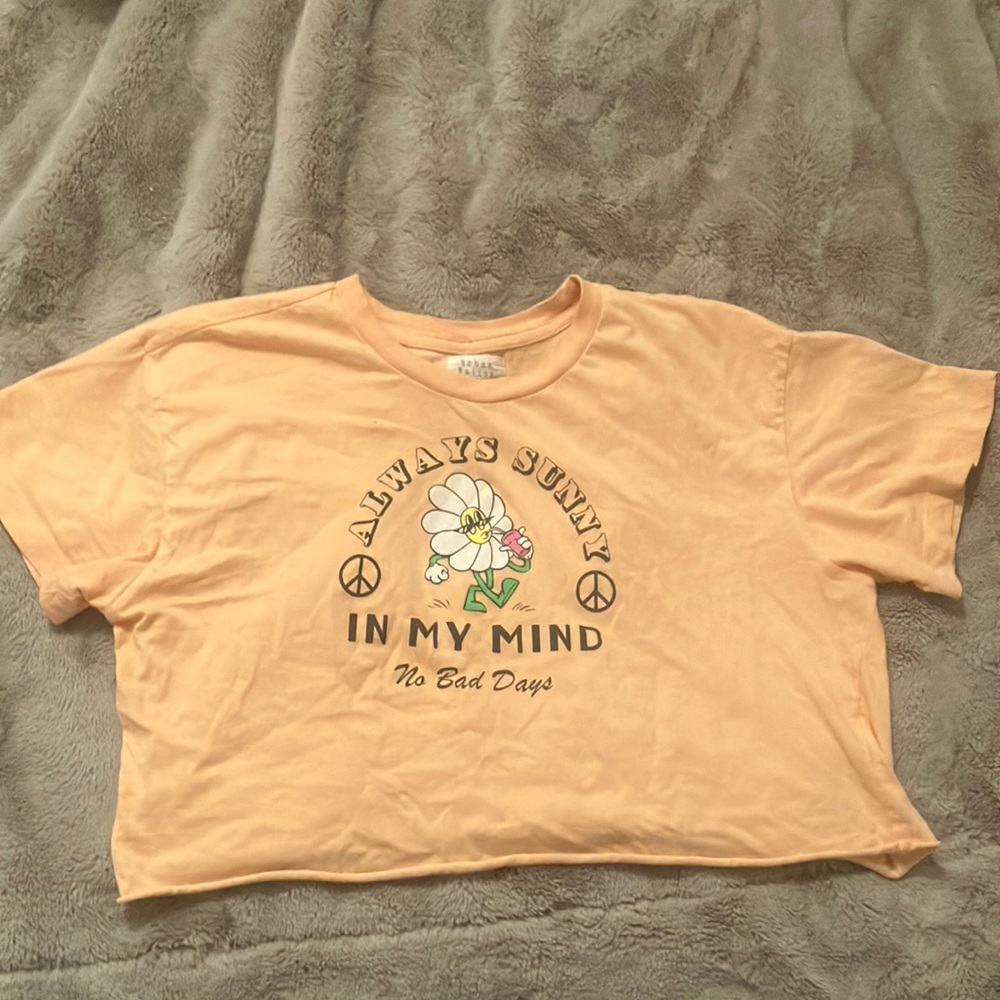 Urban Nation Light Orange "Always Sunny in My Mind" Daisy Cropped Tee